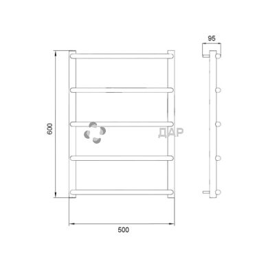 Полотенцесушитель водяной UA Трапеция D38/25 50x60 S5