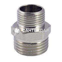 Ниппель латунный редукционный АБ 1/2х3/4 НН никель