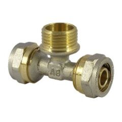 Тройник металлопластиковый обжимной АБ 26х3/4"х26 НР