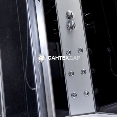 Гідробокс Lidz TANI 120x80L.GR, високий, скло тоноване, стінки чорні