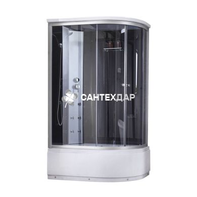 Гідробокс Lidz TANI 120x80L.GR, високий, скло тоноване, стінки чорні