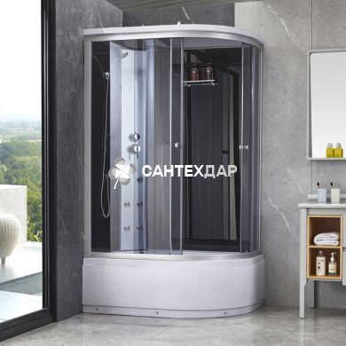 Гідробокс Lidz TANI 120x80L.GR, високий, скло тоноване, стінки чорні