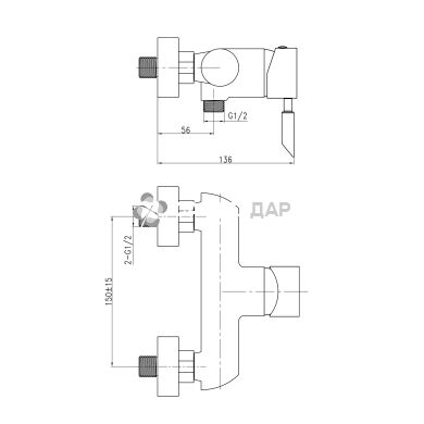 Смеситель для душевой кабины Q-Tap Elit СRM 010