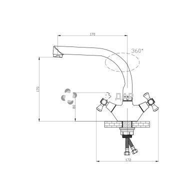 Смеситель для кухни буксовый GF Italy 22-276F CRM на гайке