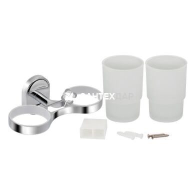 Стакан двойной Lidz (CRG)-114.04.02 с держателем зубных щеток