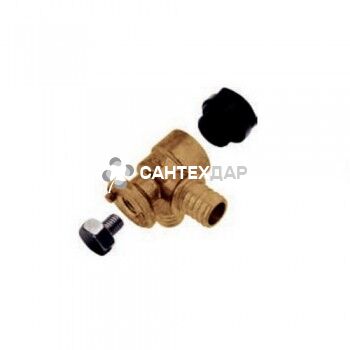 Тройник фиксируемый угловой KAN Push 18x2.5/18x2.5 мм 1/2 ВР латунь с короткой полимерной заглушкой