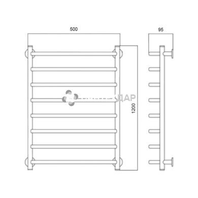 Рушникосушарка водяна Lidz Trapezium (CRM) D38/25 500x1200 P8