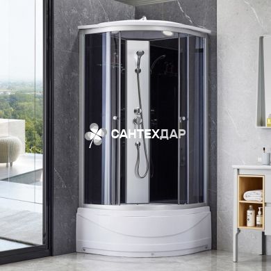 Душовий бокс Lidz TANI 90x90.GR високий скло тоноване стінки чорні