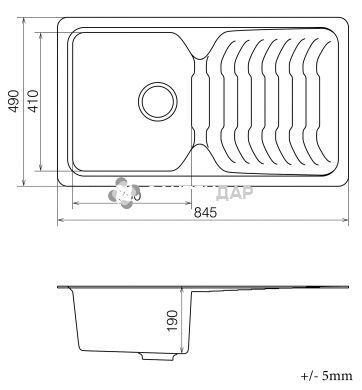 Мойка кварцевая Vankor Sigma SMP 02.85 Terra + сифон