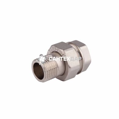 Сгон с американкой латунный SD Forte 3/4 ВН прямой никель