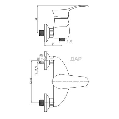 Смеситель для душевой кабины Q-Tap Eris СRM 010