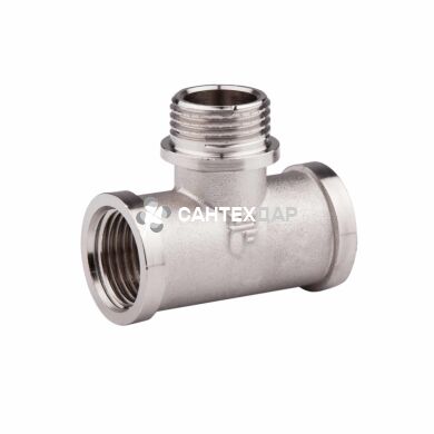 Тройник латунный SD Forte 1/2 ВНВ никель