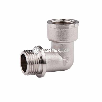 Колено латунное редукционное SD Forte 3/4х1/2 ВН никель