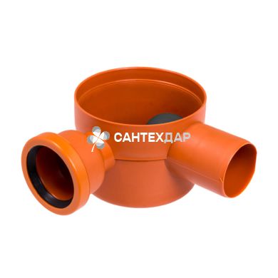 Корпус трапа Styron STY-690-B-3 горизонтальный выпуск 50 мм высота 80 мм 2 выхода