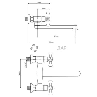 Смеситель для кухни настенный буксовый GF Italy 21-361 CRM