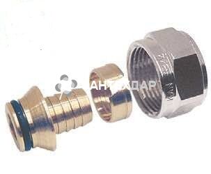 Соединитель конусный KAN Push 14x2 мм 3/4 ВР латунь с никелированной гайкой