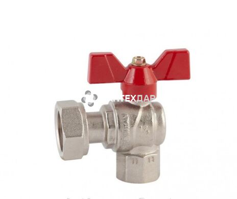 Кран шаровый FIV Evolution 1/2" с накидной гайкой 3/4" угловой бабочка