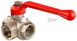 Кран шаровый трехходовой Valvo 1/2" ВВВ ручка