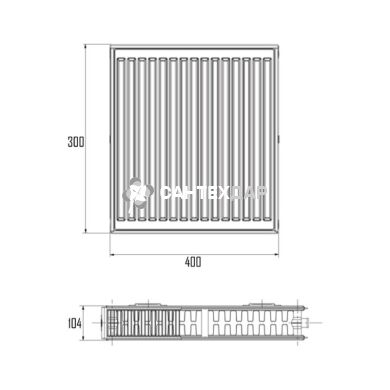 Радиатор стальной Bjorne 22 тип 300x0400 нижнее подключение