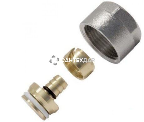 Соединитель конусный KAN Push 14x2 мм 3/4 ВР латунь для труб PE-Xc/Al/PE-HD Platinum