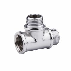 Тройник латунный SD Forte 1/2 ВНН хром