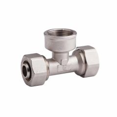 Тройник металлопластиковый обжимной SD Forte 20*1/2*20 ВР