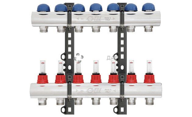 Коллектор в сборе Emmeti с расходомерами 1х12 выходов под евроконус 24х19