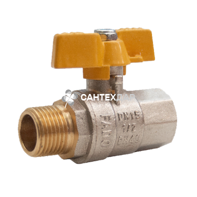 Кран шаровый для газа FADO PN40 1/2" НВ бабочка