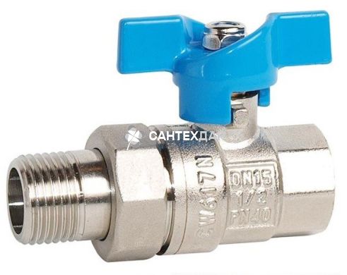 Кран шаровый с американкой Gross Optimal 3/4" прямой бабочка