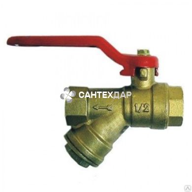 Кран шаровый с фильтром Valvo 3/4" ВВ ручка
