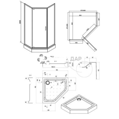 Набор Qtap душевая кабина Scorpio BLA10995-AC6 Clear + поддон Leoscorp 309915