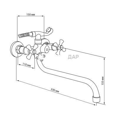 Смеситель для ванной буксовый GF Italy 21-140S New CRM