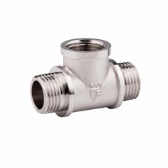 Тройник латунный SD Forte 1/2 НВН никель