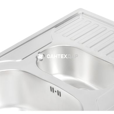 Мийка кухонна з нержавіючої сталі Qtap 7850-B Satin 0,8 мм