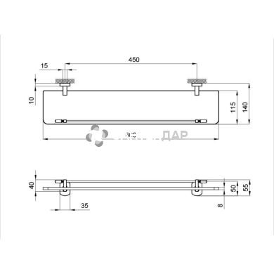 Полочка для ванной QT Liberty ORO 1153 стекло