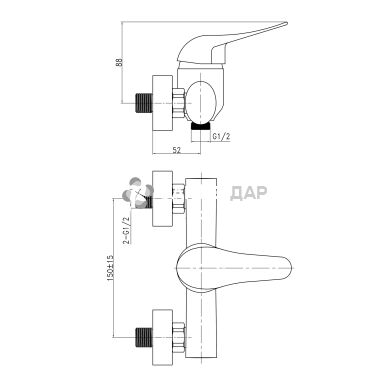 Смеситель для душевой кабины Q-Tap Integrа CRM 010