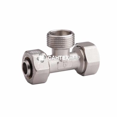 Тройник металлопластиковый обжимной SD Forte 16*1/2*16 НР