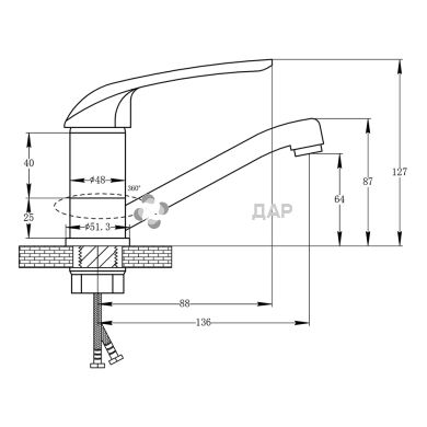 Смеситель для кухни Potato P4504-2-40 на гайке