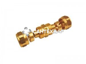 Соединитель двухсторонний свинчиваемый KAN Push 25x3.5 мм латунь