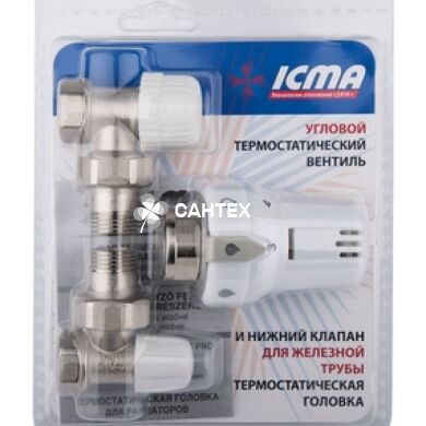 Комплект термостатический Icma 1/2" угловой № KTE 986 +774 +805