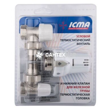 Комплект термостатический Icma 1/2" угловой № KTE 986 +774 +805