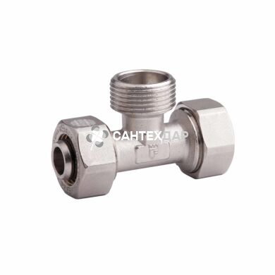 Тройник металлопластиковый обжимной SD Forte 16*1/2*16 ВР