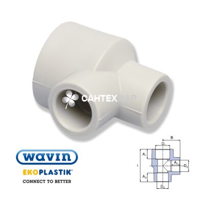 Тройник редукционный ППР Wavin Ekoplastik 25*20*20 мм