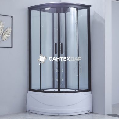 Гідробокс Lidz MAJĄTEK 90x90.TR, високий, скло прозоре, стінки білі