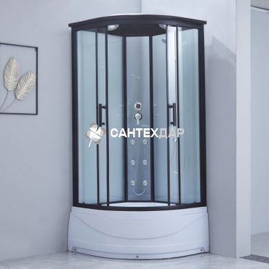 Гідробокс Lidz MAJĄTEK 90x90.TR, високий, скло прозоре, стінки білі