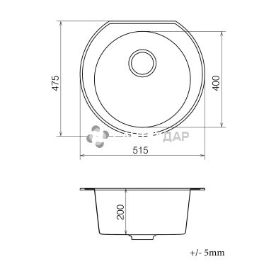 Мойка кварцевая Vankor Kres KMR 01.52 black + сифон
