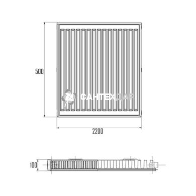Радіатор сталевий Aquatronic 11 тип 500x2200 мм бічне підключення
