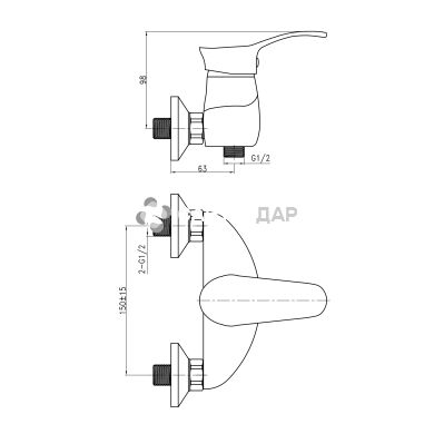 Смеситель для душевой кабины Q-Tap Mars СRM 010