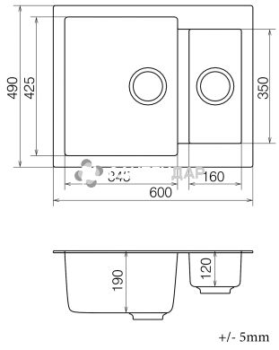 Мойка кварцевая Vankor Orman OMP 03.61 Black + сифон