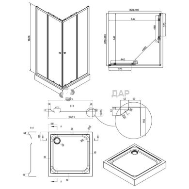 Душова кабіна Q-tap PRESTO CRM1099SP5 і піддон UNISQUARE 309915 квадрат 90x90